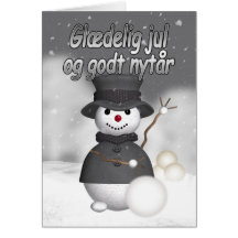 Danish christmas card with modern stylish snoman