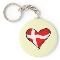 Danish love for Denmark Danmark flag heart Keychains