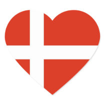 Dannebrog; The Official Flag of Denmark Heart Sticker