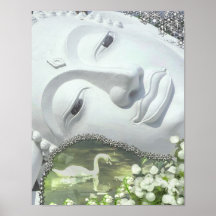 Dans le jardin - Quan Yin et fleurs Posters