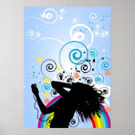 Danse contre des cieux et des arcs-en-ciel posters