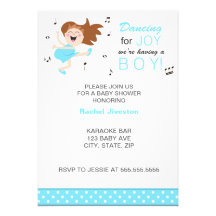 Danse de brune pour la douche bleue de bébé de joi faire-part