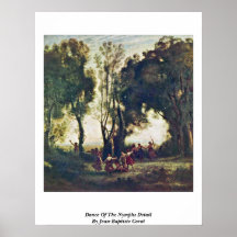 Danse du détail de nymphes par Jean-Baptiste Corot Affiches