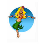 Danseur de danse polynésienne de bande dessinée carte postale