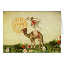 Danseur vintage sur un chameau carte de vœux