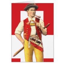 Dapper Appenzell Farmer in Traditional Costume Greeting Card