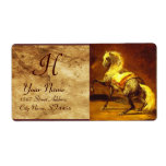DAPPLED GREY HORSE MONOGRAM , brown, gold yellow Custom Shipping Labels