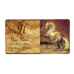 DAPPLED GREY HORSE MONOGRAM , brown Shipping Labels