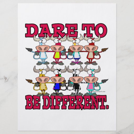 DARE TO BE DIFFERENT funny COWS Full Color Flyer