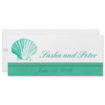 Dark Aqua Shell Beach Wedding Invitations