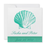 Dark Aqua Shell Beach Wedding Invitations