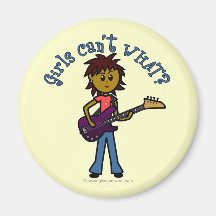 Dark Bass Guitar Girl Refrigerator Magnets