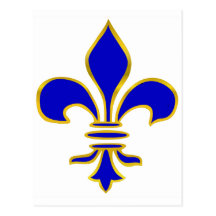 Dark blue  and gold fleur de lis postcard