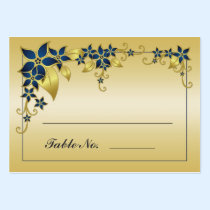Dark Blue and Gold Floral business cards