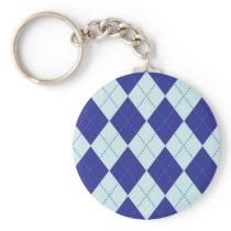 Dark Blue and Light Blue Argyle Pattern Keychain