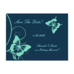 Dark Blue and Teal Butterfly Save The Date Post Card