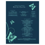 Dark Blue and Teal Butterfly Wedding Program Letterhead Template