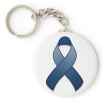 Dark Blue Awareness Ribbon Keychain