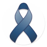Dark Blue Awareness Ribbon Round Sticker