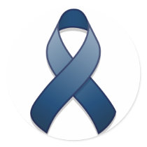 Dark Blue Awareness Ribbon Round Sticker