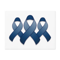 Dark Blue Awareness Ribbon Trio Postcard