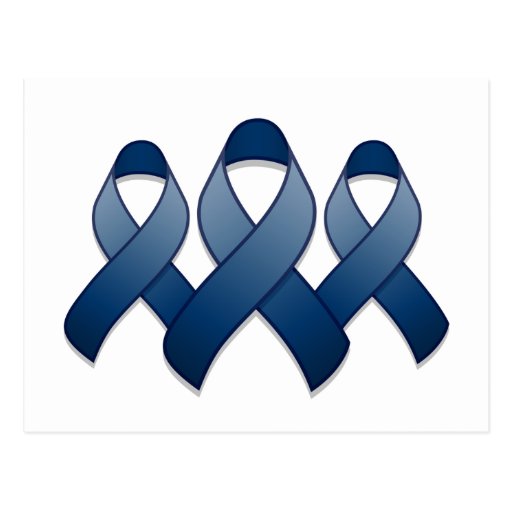 Dark Blue Awareness Ribbon Trio Postcard