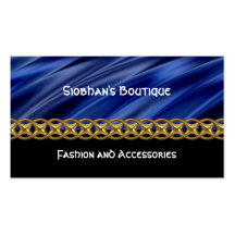 Dark blue, black & gold chain business card