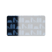 Dark Blue Books on Shelf. Address Label