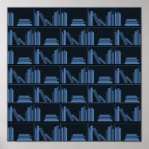 Dark Blue Books on Shelf. Posters