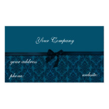 Dark Blue Damask Business Card