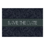 Dark Blue Damask Hearts Save the date Personalised Announcement
