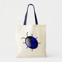 Dark blue ladybug tote bag