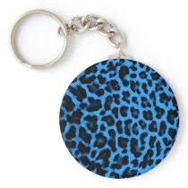 Dark Blue Leopard Print Keychain