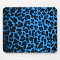 Dark Blue Leopard Print Mouse Pad