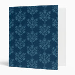 Dark Blue Monochromatic Damask Binder
