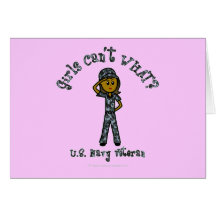 Dark Blue Navy Veteran Girl Greeting Card