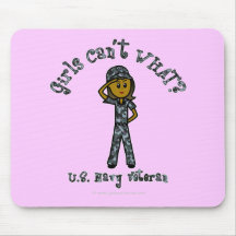 Dark Blue Navy Veteran Girl Mousepads