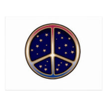 DARK BLUE PEACE SIGN POST CARD