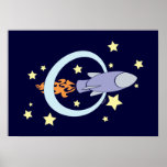 Dark Blue Rocket Kids Retro Space