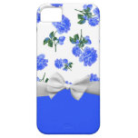 Dark Blue Roses floral pattern & white ribbon bow iPhone 5 Covers
