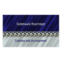 Dark blue satin silver chain business card