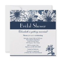Dark Blue Sunflower Bridal Shower Invitation