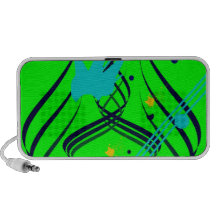 Dark Blue Vectors on Lime Doodle PC Speakers
