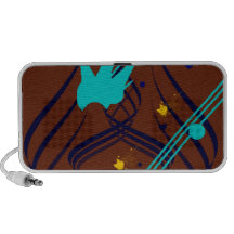 Dark Blue Vectors on Milk Chocolate Doodle Portable Speaker