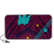 Dark Blue Vectors on Plum Doodle Laptop Speakers