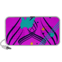 Dark Blue Vectors on Sizzlin' Pink Doodle Laptop Speaker