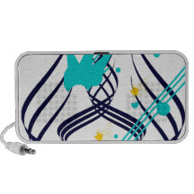 Dark Blue Vectors on Snow White Doodle Travel Speaker