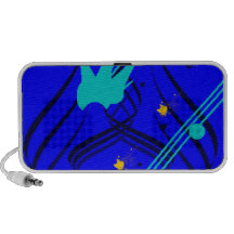 Dark Blue Vectors on True Blue Doodle Laptop Speaker