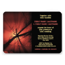 Dark Branches Against Red Light Wedding Invitation