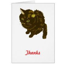 Dark Brown Fluffy Sitting Kitty Card